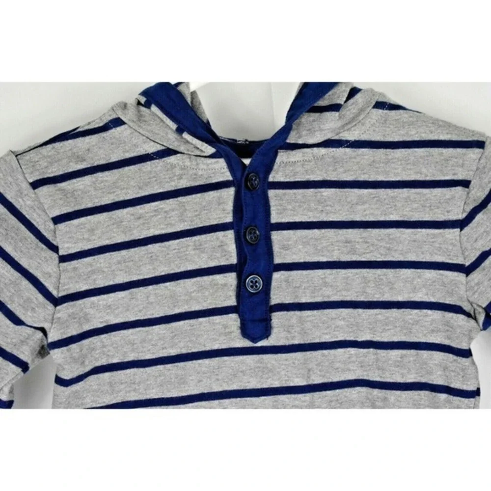 GYMBOREE kids HOODIE grey/navy striped front pocket lightweight toddler - SIZE 5